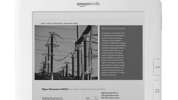 Auch schön und flach, wenn auch nicht so variabel einsetzbar wie das iPad: Der große Kindle DX.