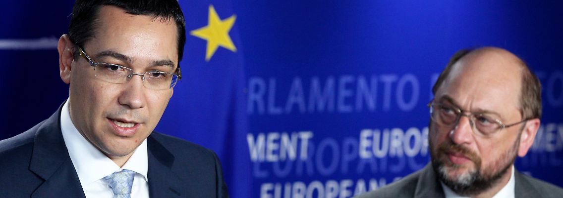 Scharf beäugt: Victor Ponta (l.) und EU-Parlamentspräsident Martin Schulz (r.).