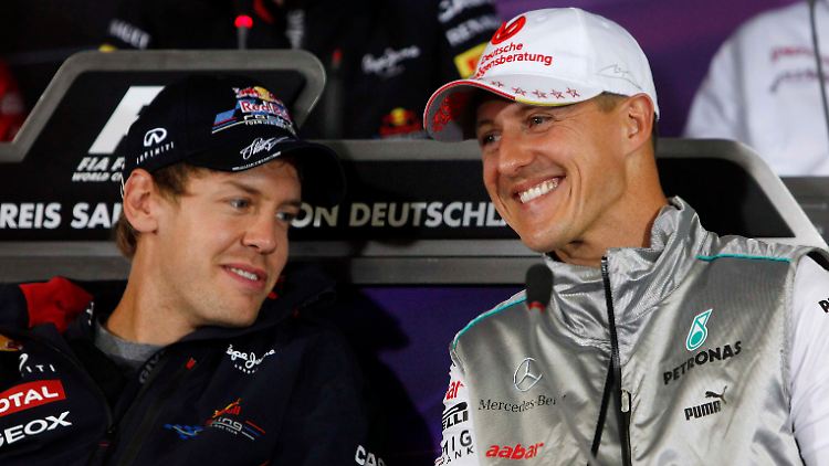 Noch nie gemeinsam auf dem Podium: Sebastian Vettel und Michael Schumacher.