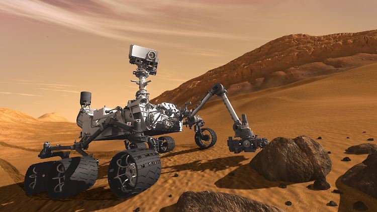 Der Rover "Curiosity" soll auf dem Mars abgeseilt werden - nur wenn das gelingt, kann der Roboter seine Mission starten und nach ehemaligem Leben auf dem Planeten fahnden.
