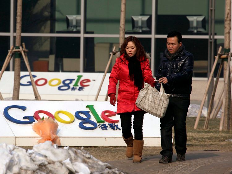 Vor dem Google-Hauptquartier in Peking: Kann sich Google einen Ausstieg aus dem chinesischen Markt leisten?