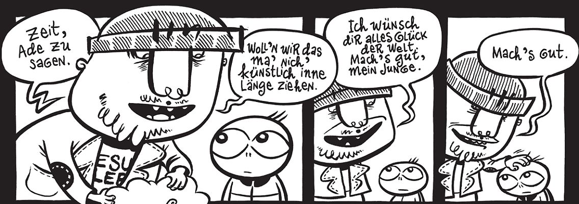Kumpel Salomon nimmt Abschied von Chunky Rice.