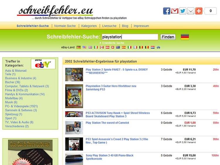 Wer gezielt nach Ebay-Angeboten sucht, die einen Vertipper oder Rechtschreibfehler enthalten, kann echte Schnäppchen ergattern.