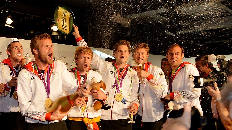 Ausgelassene Freude der deutschen Hockey-Herren.