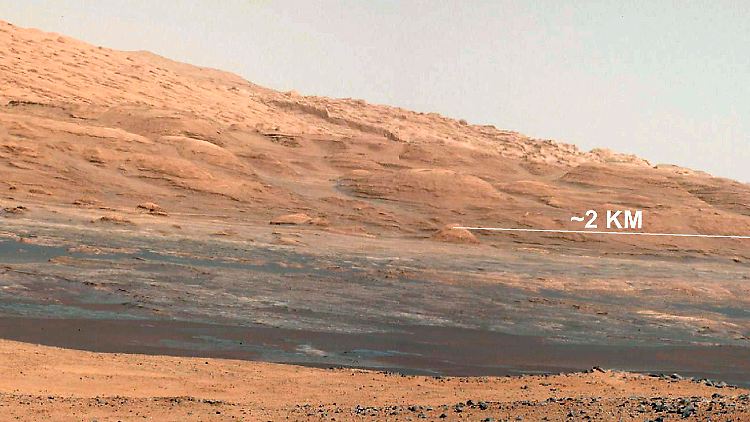 Im Gale-Krater soll es früher Wasser gegeben haben vermuten Wissenschaftler.