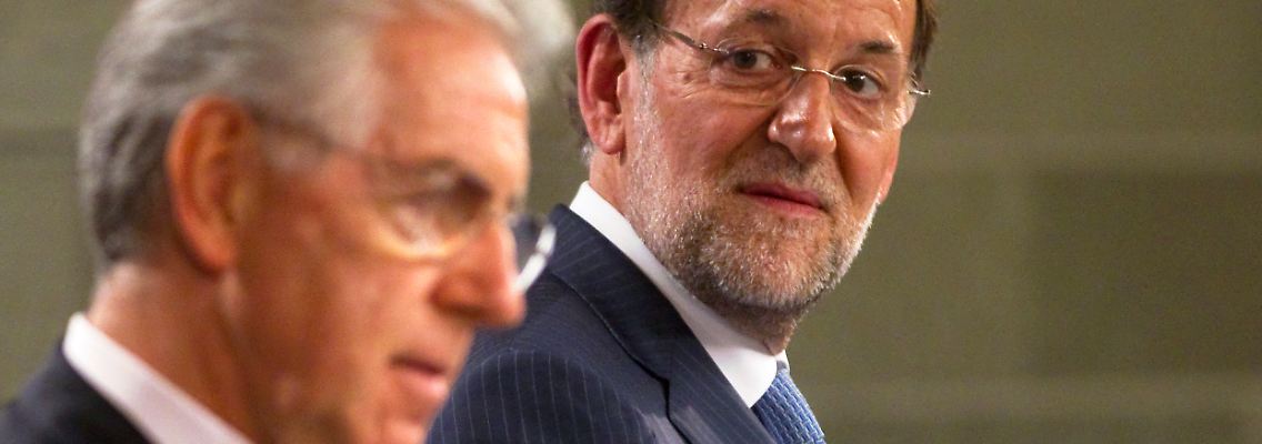 Monti und Rajoy versuchen der Euro-Schuldenkrise Herr zu werden.