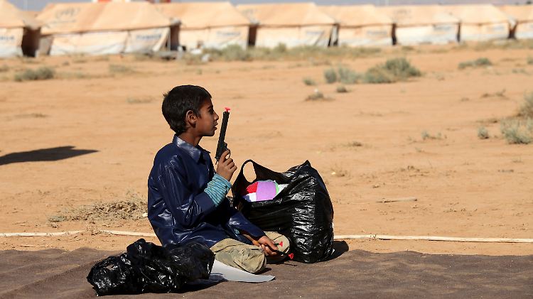 In einem Aufnahmelager für syrische Flüchtlinge in Mafraq, Jordanien.