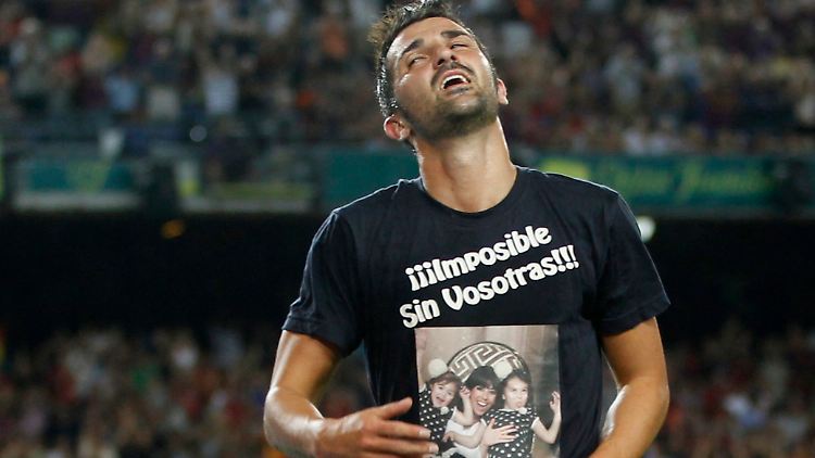 "Unmöglich ohne Euch": David Villa, ergriffen.