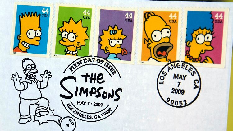Unerwarteter Ladenhüter: Die Simpsons als Briefmarken.