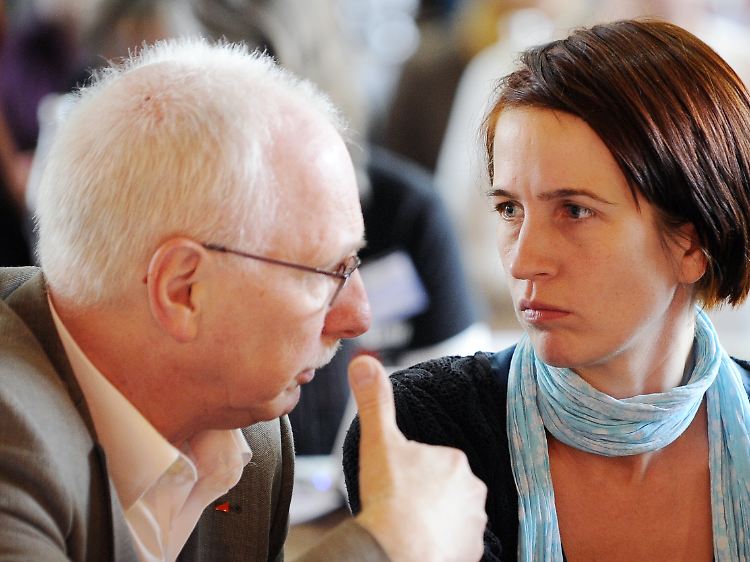 Die NRW-Sprecher der Linken, Wolfgang Zimmermann und Katharina Schwabedisse.