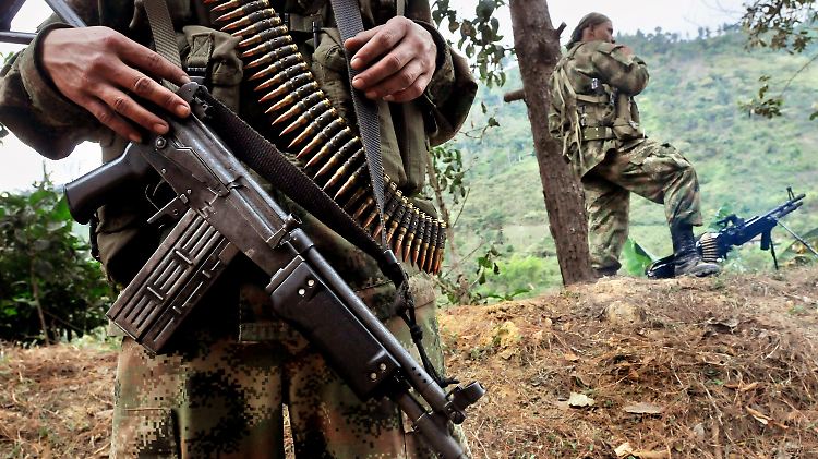 Farc-Mitglieder auf Patrouille in der kolumbianischen Provinz Cauca.