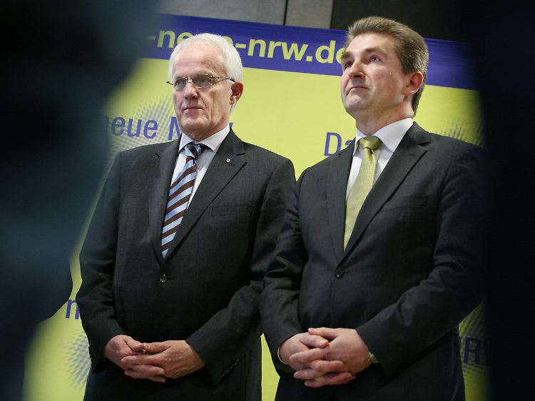 Ministerpräsident Rüttgers und sein Vize Pinkwart würden gerne auch in Zukunft weiter zusammen regieren.