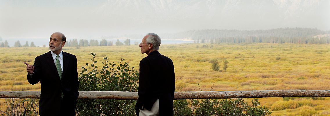 In der idyllischen Abgeschiedenheit am Rande der Rockies: Ben Bernanke (l.).