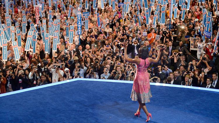 First Lady Michelle im Rampenlicht für ihren Ehemann.
