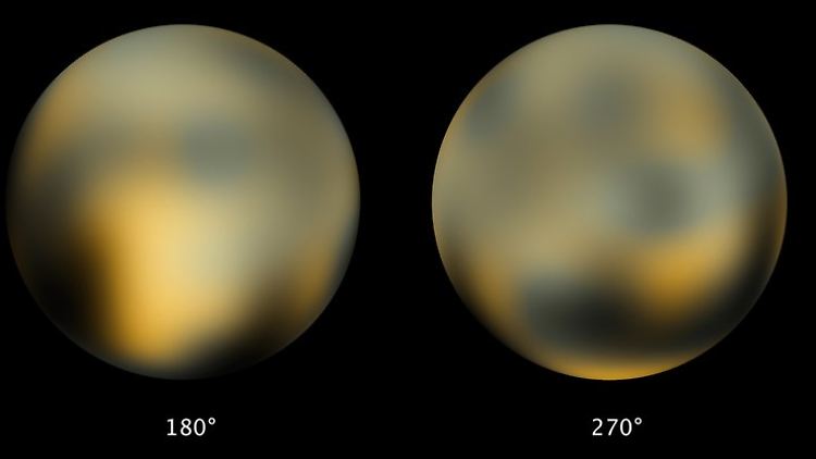 Das aus verschiedenen Aufnahmen aus den Jahren 2002 und 2003 errechnete Foto zeigt den Planeten Pluto aus verschiedenen Blickwinkeln.