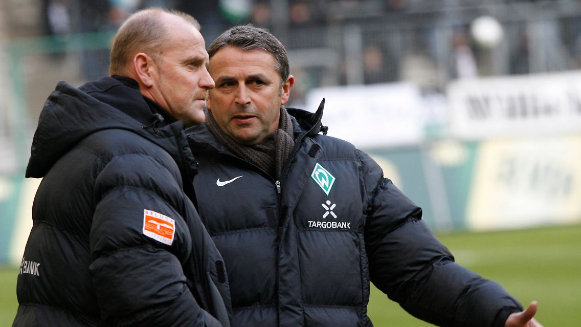 Abwärtstrend stoppen - aber wie? Thomas Schaaf und Klaus Allofs.