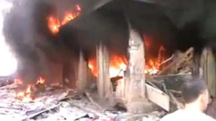 Nach dem Einschlag von Raketen der syrischen Armee in Aleppo.