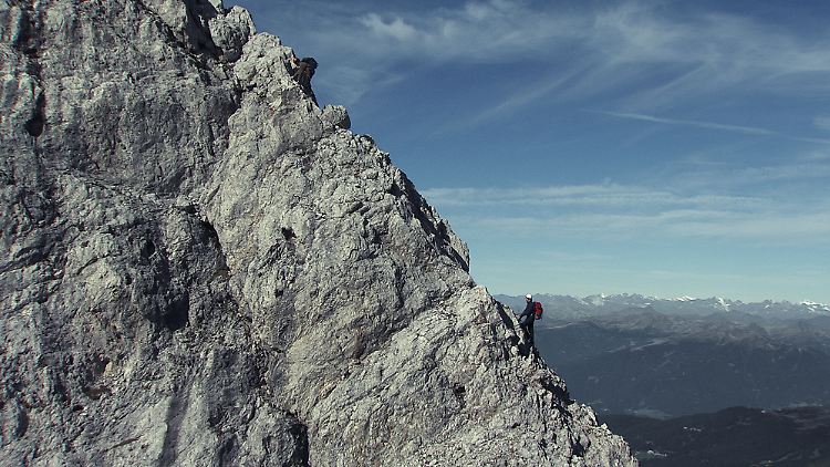 Florian und Martin Riegler als Reinhold und Günther Messner an der Peitlerkofel Nordwand. (nachgestellt)