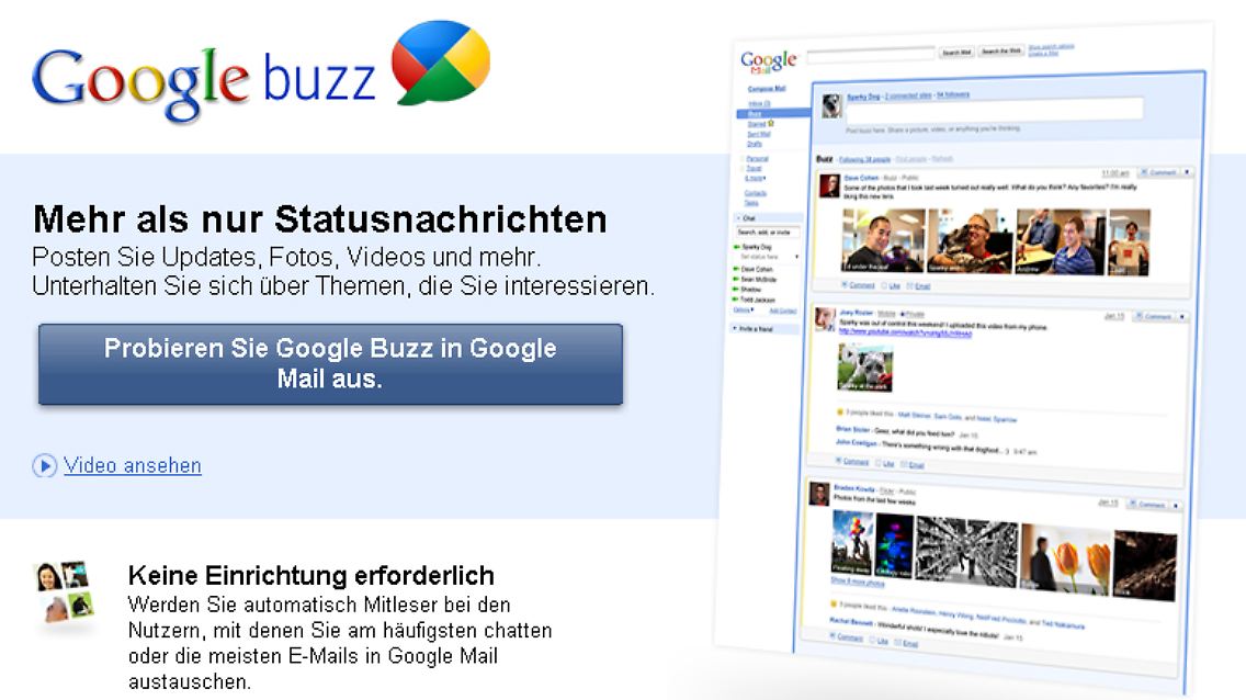 Ab sofort können auch deutsche Googlemail-Nutzer "buzzen".