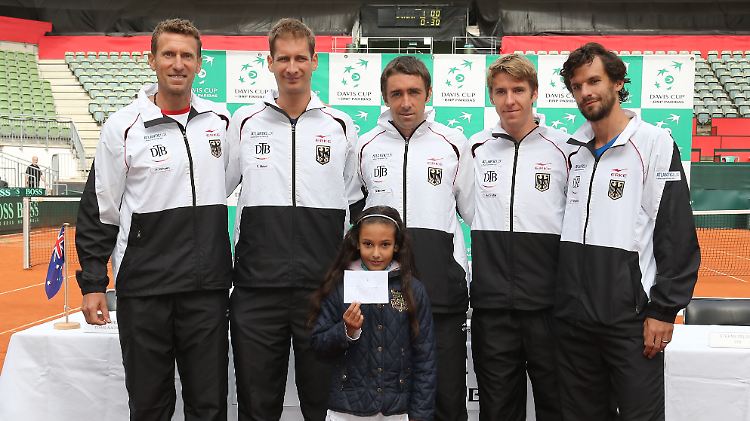 Gegen den Abstieg: Das deutsche Team mit Patrik Kuehnen, Florian Meyer, Benjamin Becker, Philipp Petzschner und Cedrik-Marcel Stebe. 