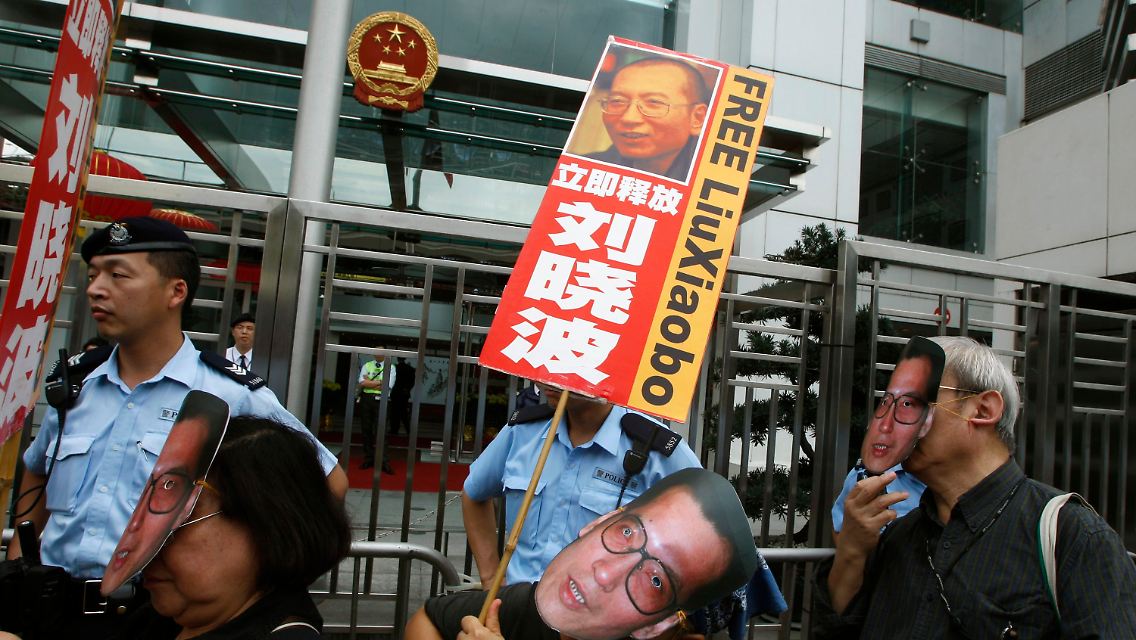 Protest vor einer chinesischen Vertretung in Hongkong.