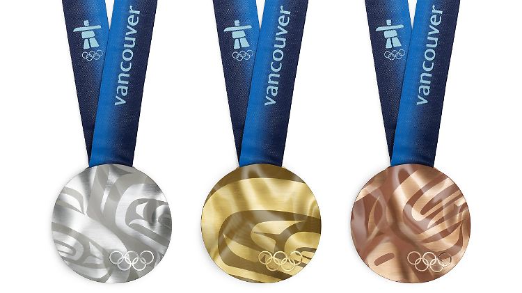 Die Vorderseiten der Medaillen für die olympischen Winterspiele 2010.