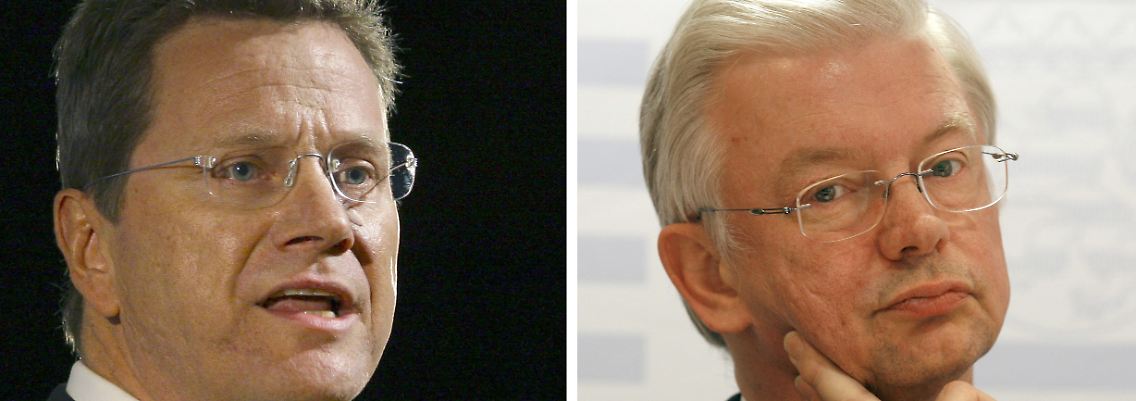 Guido Westerwelle (l.), Roland Koch.