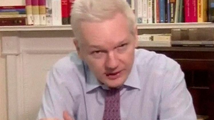 Assange während seiner Video-Rede.