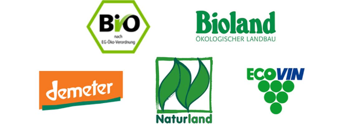 Deutsches Biosiegel, Bioland, Demeter, Naturland und Ecovin