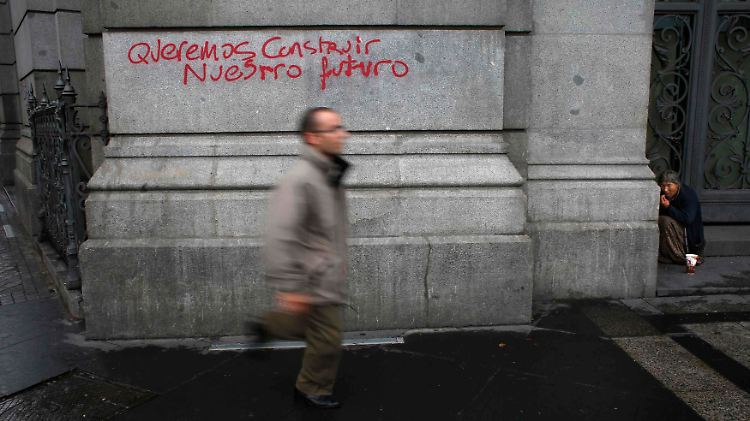Graffiti in Madrid: "Wir wollen unsere Zukunft bauen".