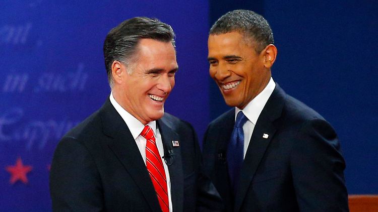 Am Ende zeigten beide ihr schönstes Lächeln: Obama (r.) und Romney.