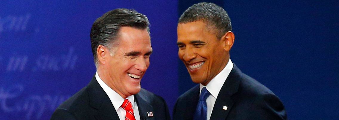 Am Ende zeigten beide ihr schönstes Lächeln: Obama (r.) und Romney.