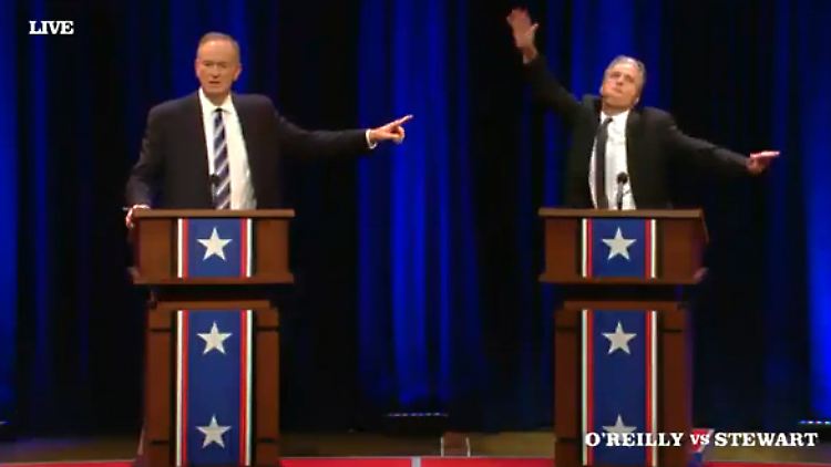 Bill O'Reilly und Jon Stewart reden frei von der Leber weg.