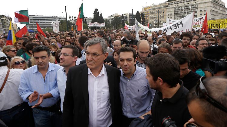 Riexinger mit Syriza-Chef Alexis Tsipras.