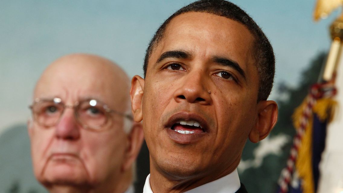 Eisiger Gegenwind für Barack Obama und Paul Volcker.