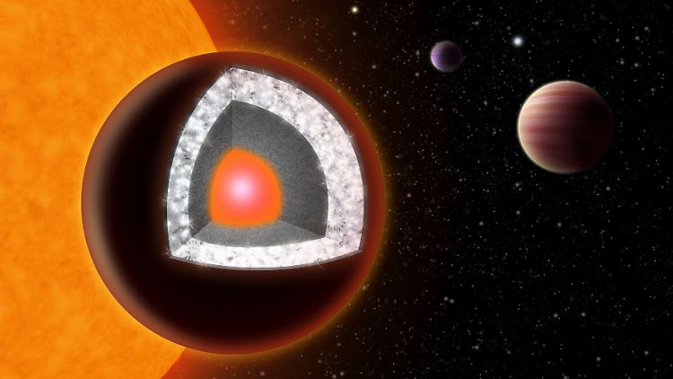 So stellen sich die Forscher das Innere von "55 Cancri e" vor.