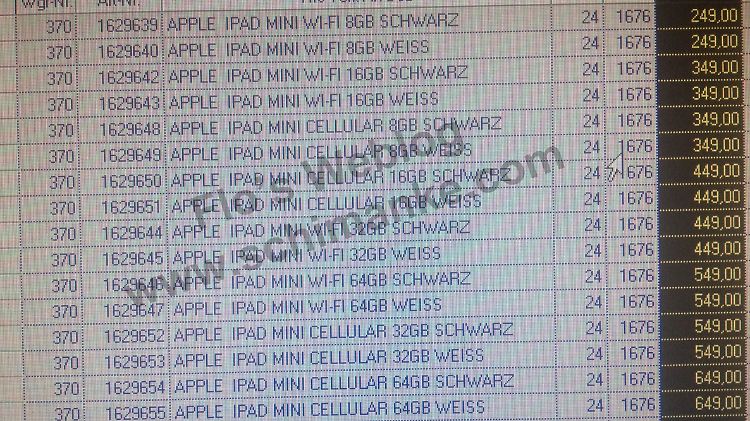 Preisspanne von 400 Euro: das iPad Mini.