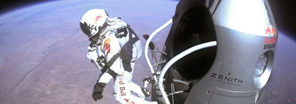 Felix Baumgartner bei seinem Rekordsprung.