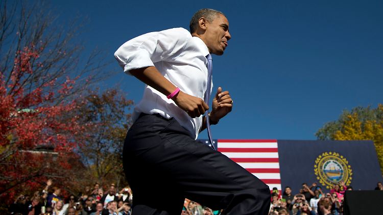 Obama hetzt von einem Wahlkampfauftritt zum nächsten.
