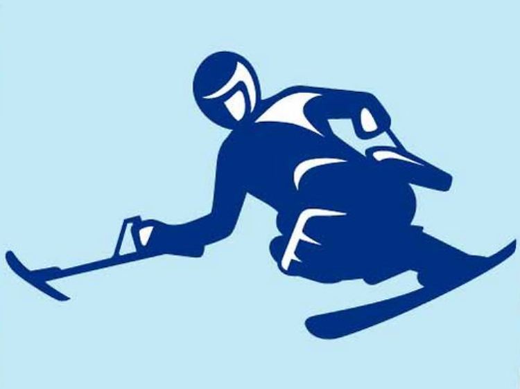 Das offizielle Piktogramm für die Sportart 'para Ski alpin': Insgesamt werden bei den Paralympics 64 Medaillen vergeben.