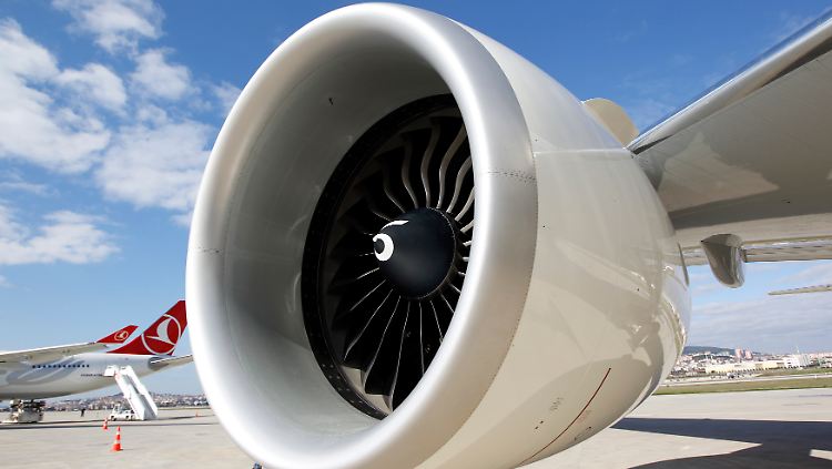 Turbine einer 777-300 von Turkish Airlines: Die halbstaatliche Fluglinie gibt mächtig Schub.
