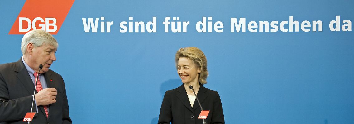 Demonstrative Einigkeit zwischen Ministerin und DGB-Chef.