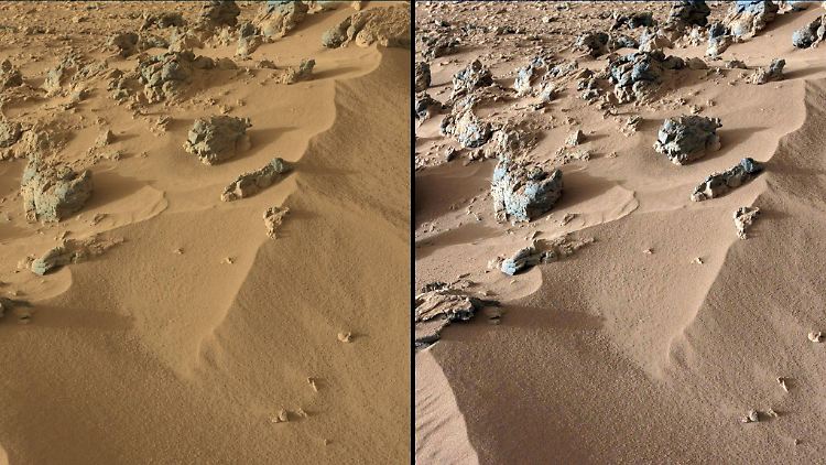 Ein Bild von "Rocknest". Der Mars-Rover hat die Sandformation Anfang Oktober erreicht. 