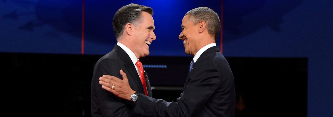 Romney (l.) und Obama nach einem ihrer Fernsehduelle.