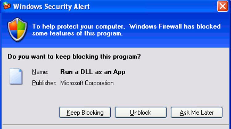 Die Windows-Firewall blockt den Trojaner, eröffnet aber die Möglichkeit ihn zuzulassen.