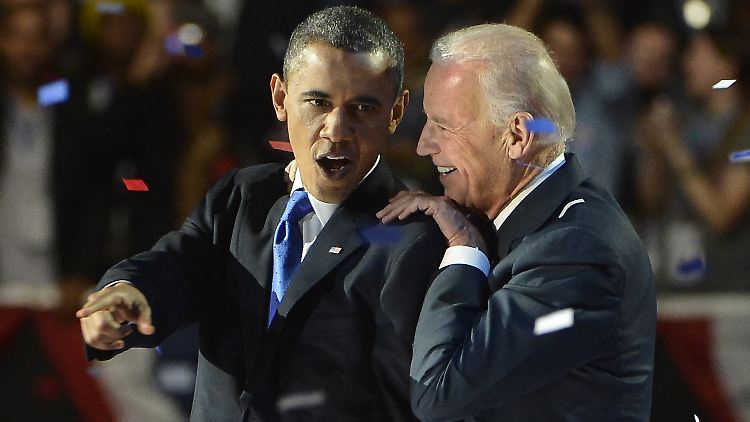 Obama mit seinem Vizepräsidenten Joe Biden in der Wahlnacht.