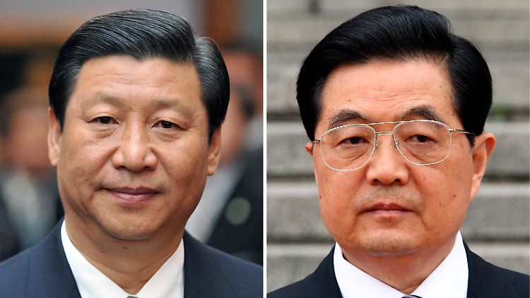 Auf dem Parteitag wird ein Generationswechsel in der Führung eingeleitet. Der zehn Jahre jüngere Vizepräsident Xi Jinping (l) soll den 69-jährigen Hu Jintao nach zehn Jahren Amtszeit ablösen.