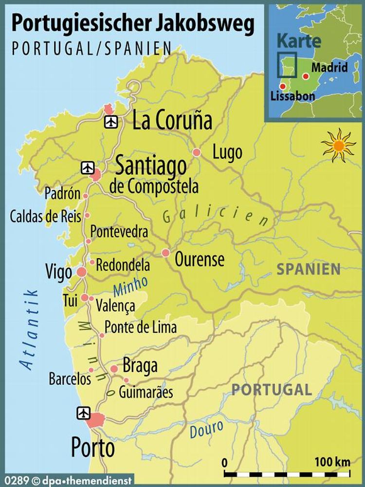 235 Kilometer: Der portugiesische Jakobsweg ist eine Alternative zur 800 Kilometer langen französischen Route.