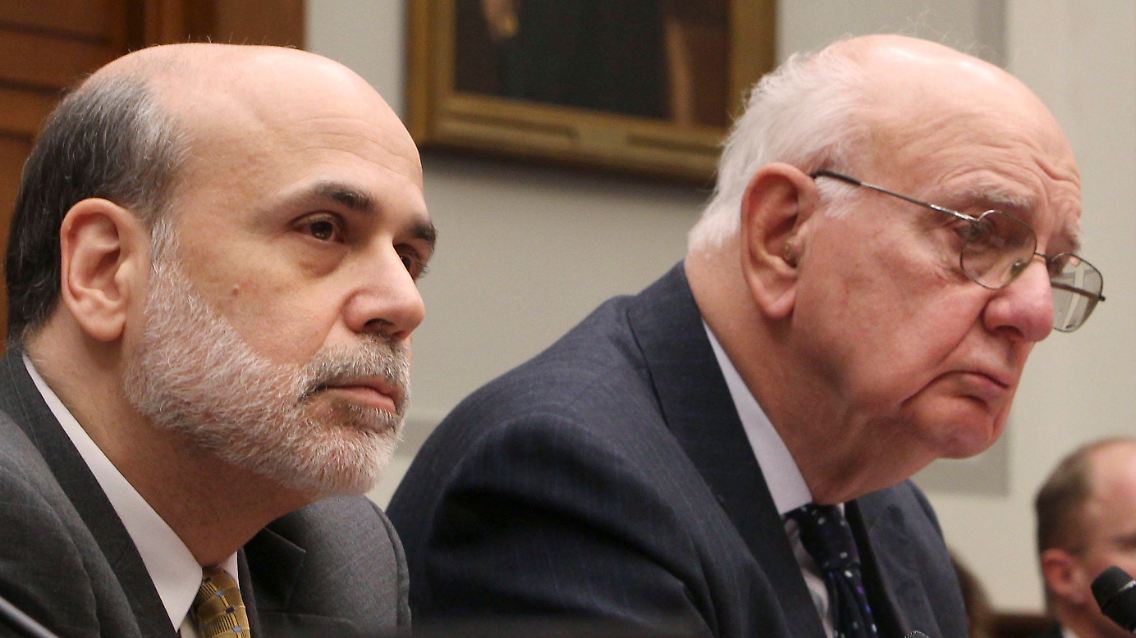 Ben Bernanke und Paul Volcker demonstrieren Einigkeit.