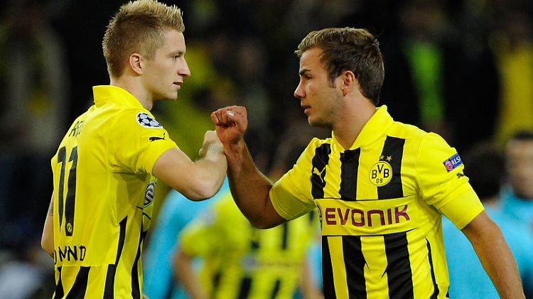 "Ich bin einfach froh, dass ich wieder gesund bin und mich sehr gut fühle. Das ist wichtig für mich und für die Mannschaft": Mario Götze, hier mit dem Kollegen Marco Reus.